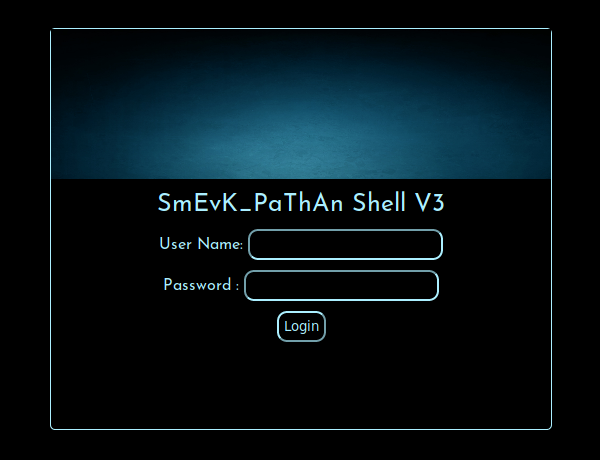 SmEvk web shell's login page